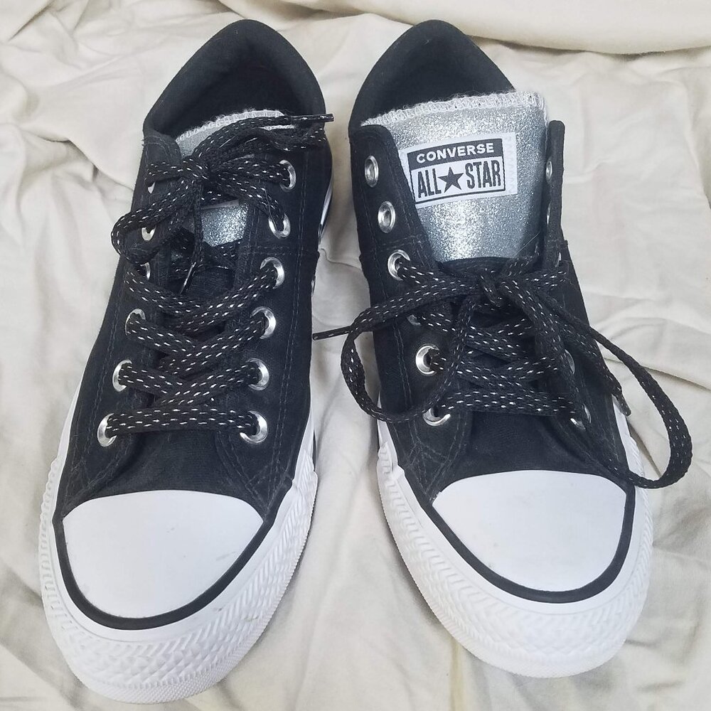 Black + Silver Low-Top Converse